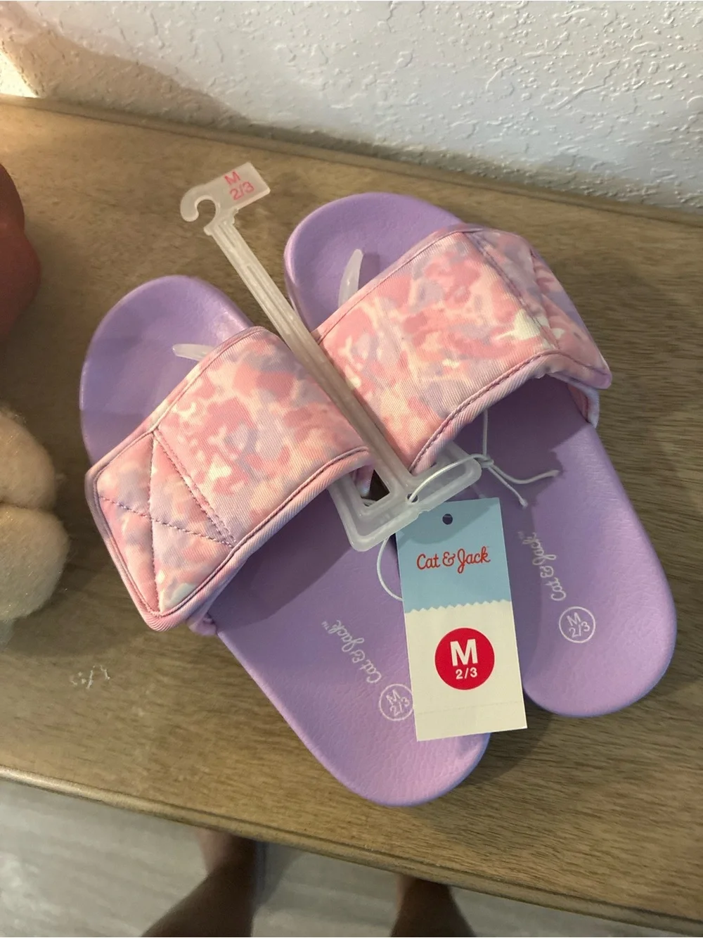 Cat & Jack Girls Slide Sandals Size 2/3 Purple Pink Tie Dye New With Tags